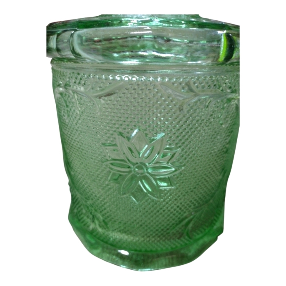 Vintage Tiara Sandwich Chantilly Green Canister By Indiana Glass - Picture 2 of 12